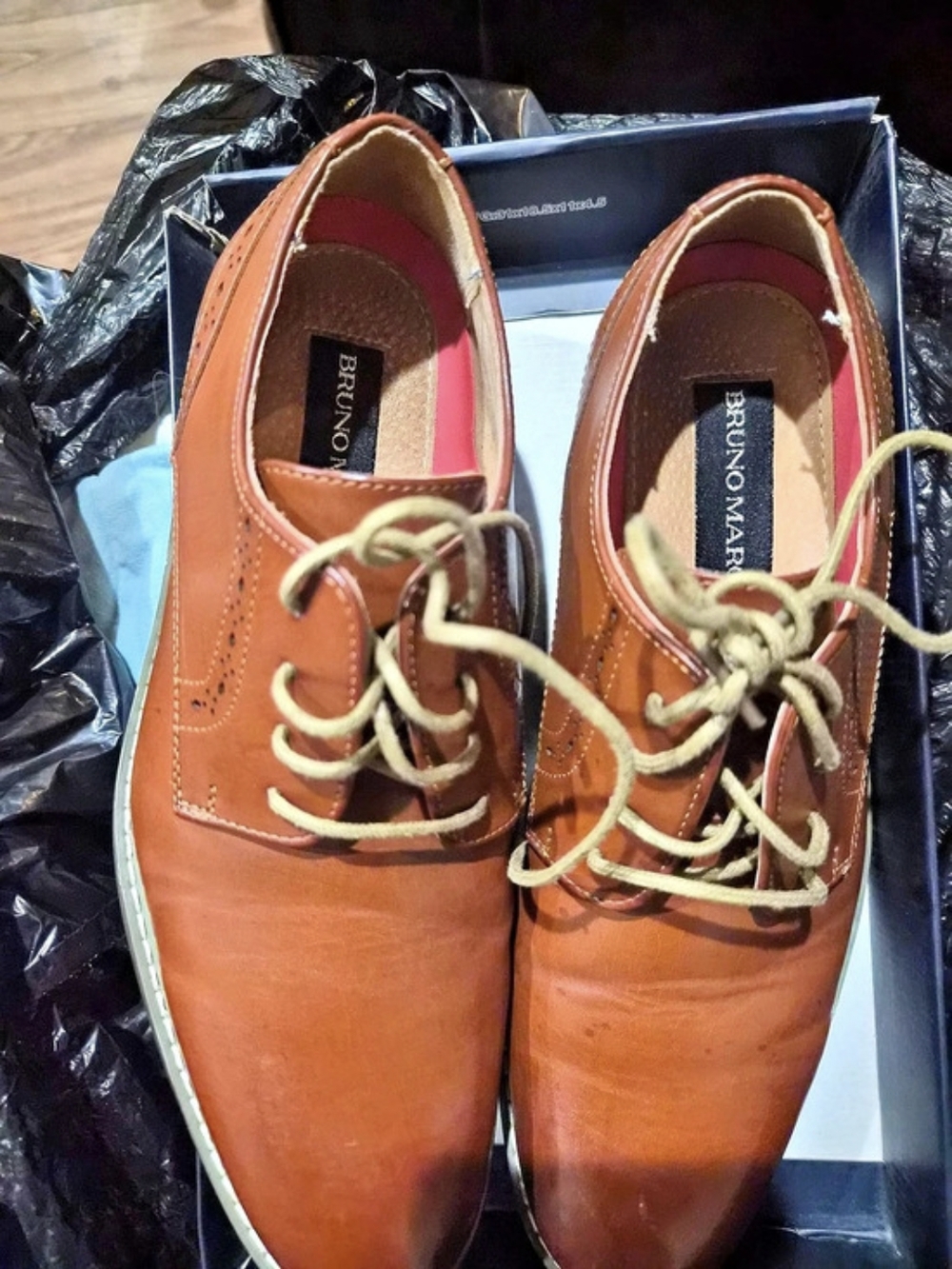 Bruno Marc Men's Brown Leather Oxfords US Size 7